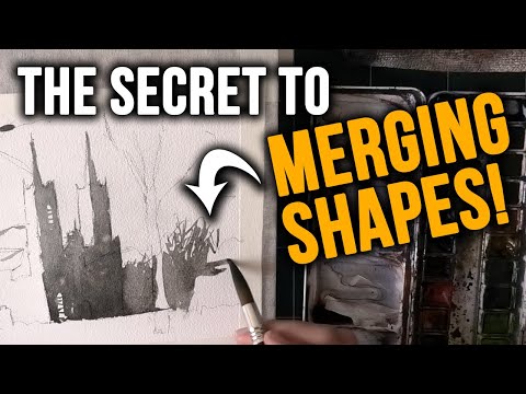 The Secret to Merging Shapes in Watercolor! 🎨✏️