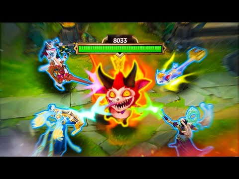 Teemo...but he has four supports funneling him the entire game 🤣🤣