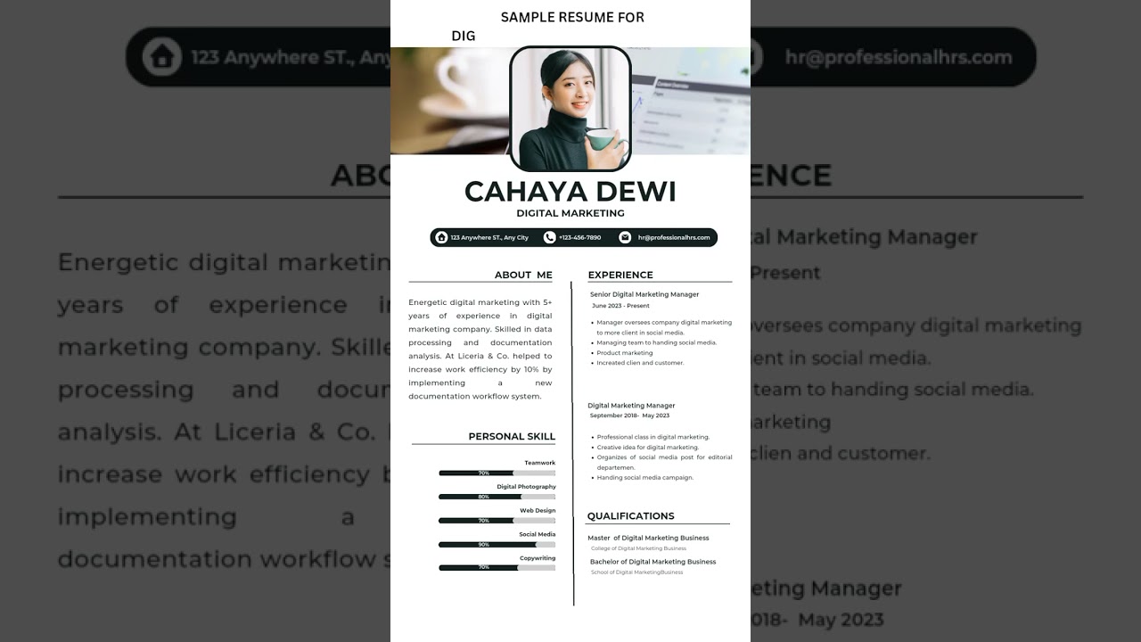 Sample resume for Digital Marketing || Resume/CV kaise banaye #resume #cv