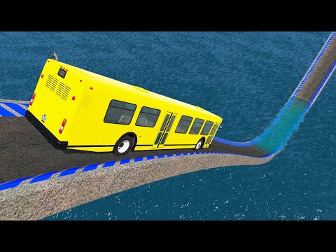 Impossible Weird Wave Bridge Crossing Cars Vs Deep Water - BeamNG.Drive