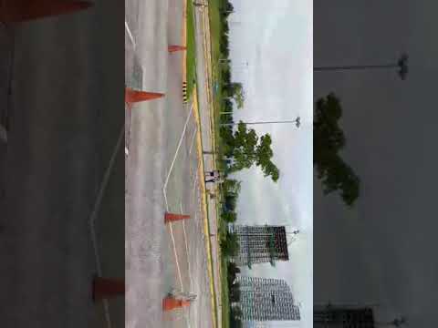 Blue car driving test