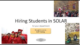 Hiring Students for Your Department in SOLAR 2023