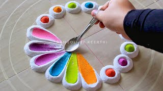 Simple diwali rangoli using spoon rangoli designs 