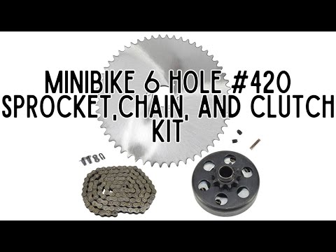 Mini Bike 6 Hole #420 Sprocket, 5' Chain & Clutch Kit | Product Video