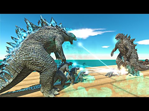 Godzilla War on Board | Godzilla 2014 vs Godzilla 2021 - Animal Revolt Battle Simulator