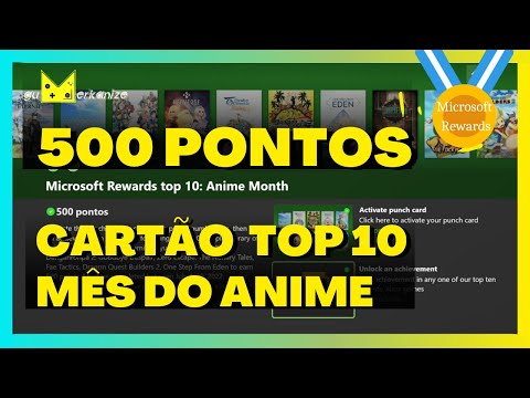 Cartão Microsoft Rewards Top 10 - Mês do Anime