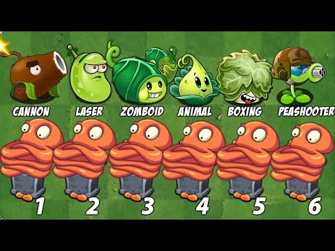 PvZ 2 How Many Plants use 1 Power Up Can Defeat 40 Dark Ages Gravestone & Octopus