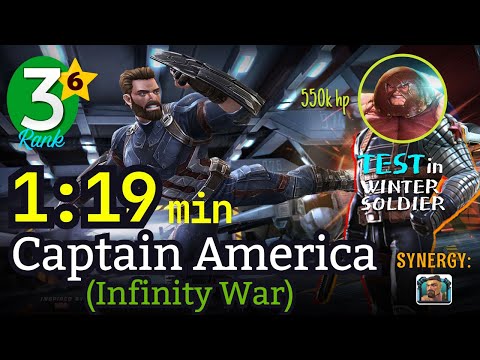 6* Rank-3 Captain America (Infinity War) 1:19 min [No-boost] Synergy: Hercules, Test in ROL #mcoc