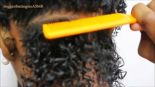Scalp Scratching ASMR AfroCurly Hair Comb Part Che