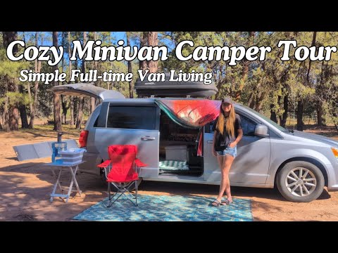 Tour My DIY 2018 Dodge Grand Caravan Camper Conversion | Simple & Cozy Van Life Setup