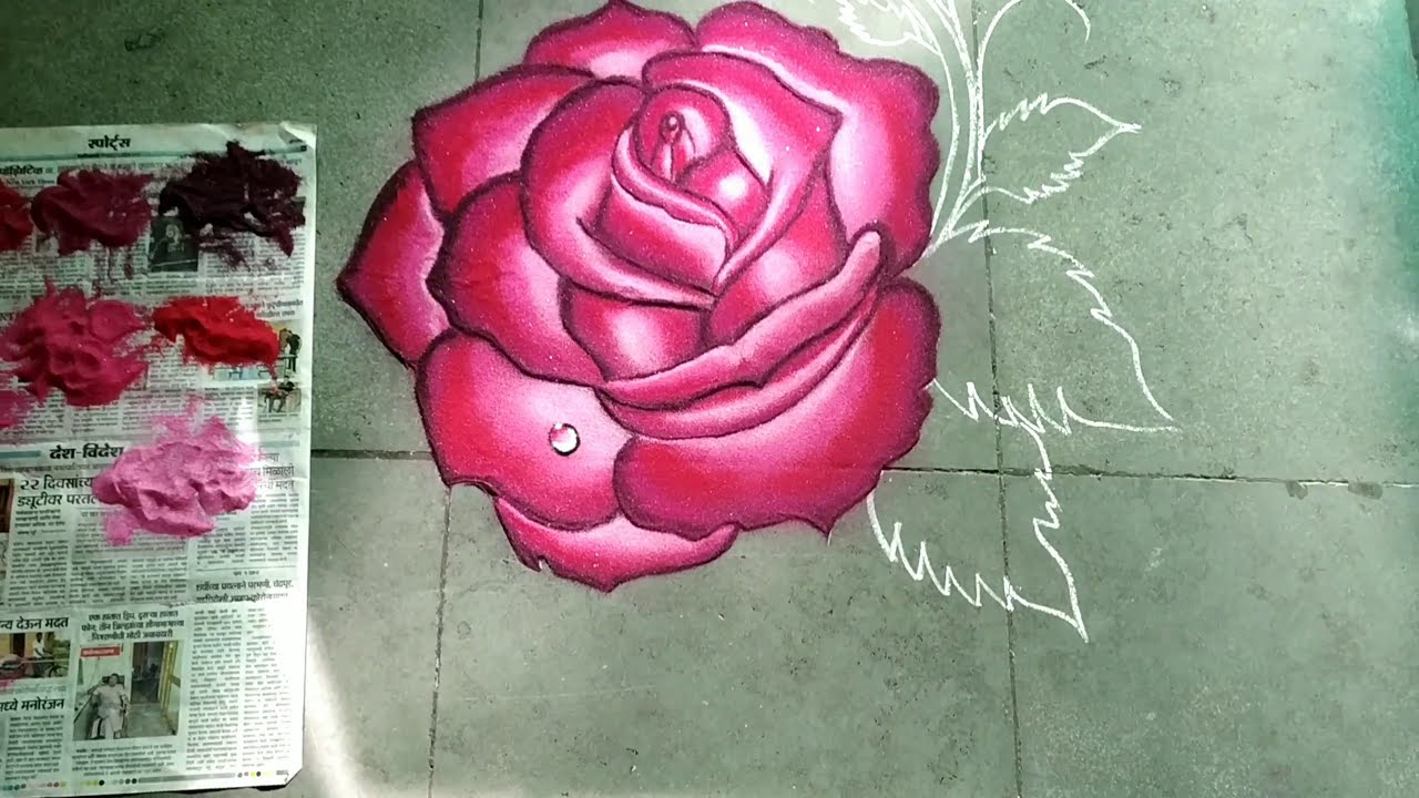 attractive rose rangoli design by jyoti