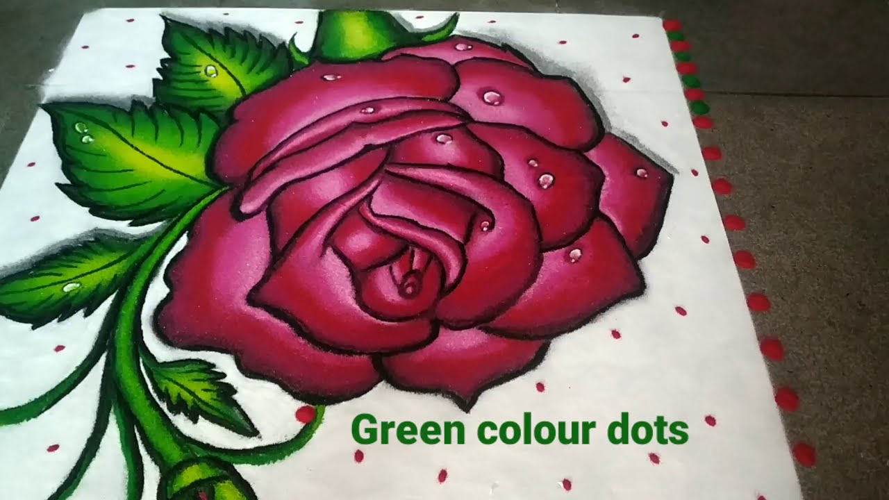 attractive rose rangoli design by jyoti