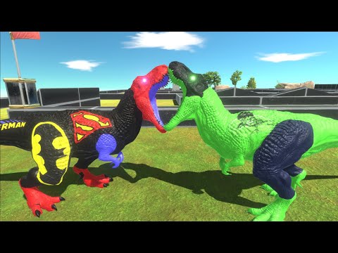 SUPER BATMAN T REX DEATH RUN vs HULK T REX - Animal Revolt Battle Simulator