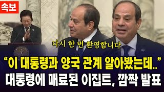 "이 대통령과 양국 관계 알아봤는데.." 대통령에 매료된 이집트, 깜짝 발표