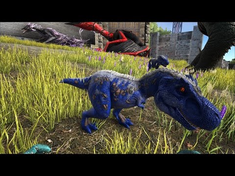 Ark survival Extinction 21! Perfect 120 Alpha Allosaurus! Blue Mutated baby rex!