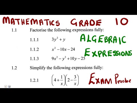 Mathematics Grade 10 Algebraic Expressions Exam 1 @mathszoneafricanmotives @mathwithlightone