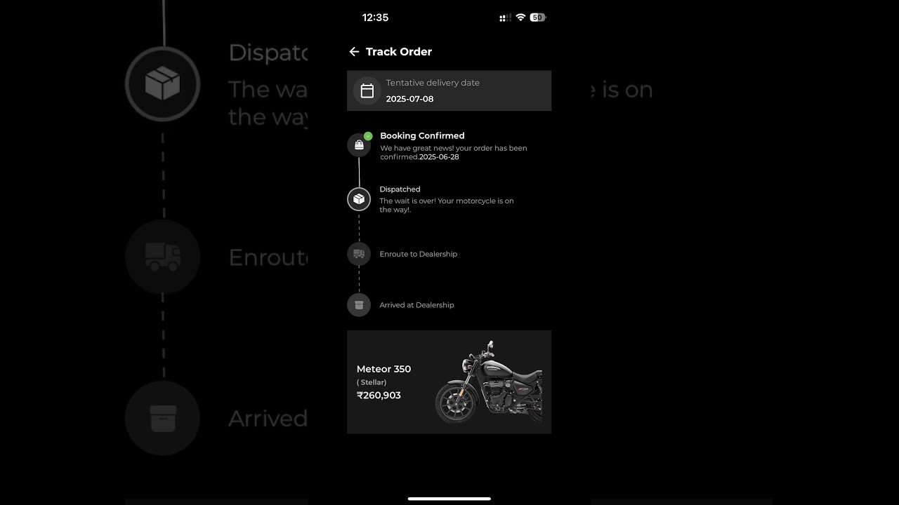 Booking Done ✅ Now Tracking the Beast! 🛵💨 #REMeteor350 #BookingStatus REMeteor350  #RoyalEnfield