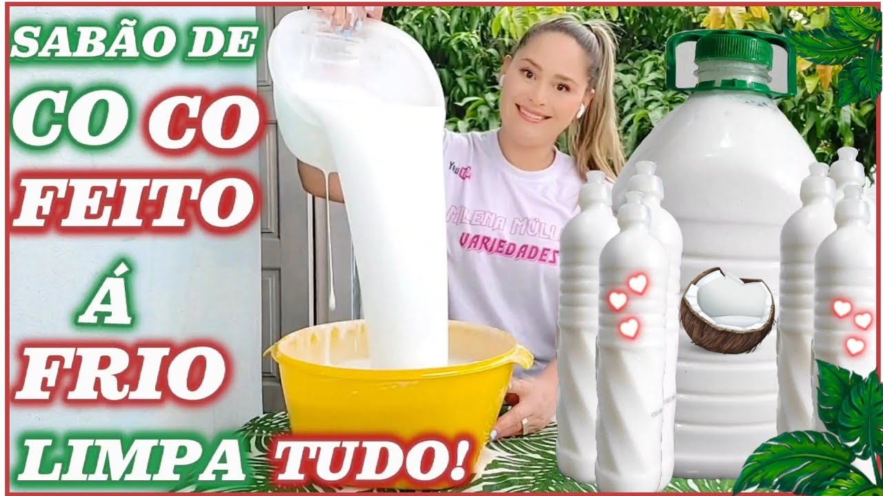 🥥SABÃO LÍQUIDO DE COCO FEITO Á FRIO- DESENGRAXANTE,  ESPUMANTE, ROUPAS,  LOUÇAS,  PISO- LIMPA TUDO🥥😱