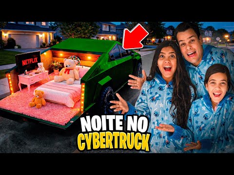 We spent the night hiding in the cyber truck 🤭😬