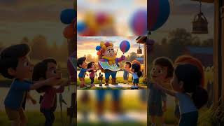 Humpty Dumpty Flew in a Balloon 🎵 | Kids Shorts Song #shortsvideos