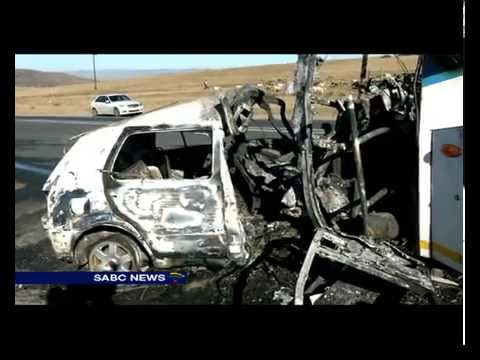 Luxury bus and a car collided and caught fire on the N2