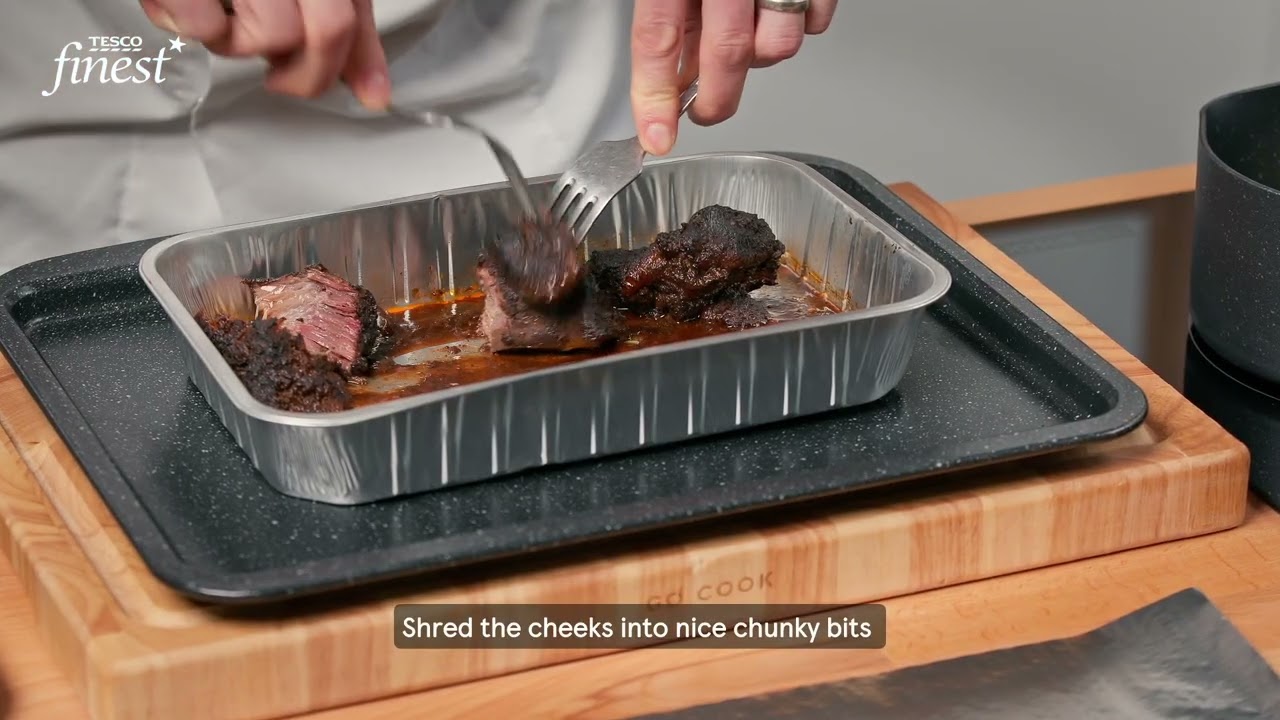 Birria spiced beef cheeks with creamy corn purée, pink pickled onions and a chargrilled jalapeño aioli