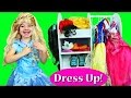 HUGE Princess Dress Up Closet Ava Makeover As Cinderella Dora McDonalds Disney Princess IRL Wigs