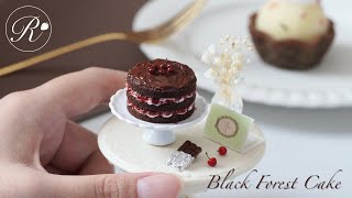 【粘土】ミニチュアの黒い森のさくらんぼケーキ【ミニチュアスイーツ】DIY Miniature polymer Clay Tutorial