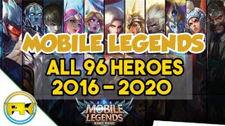 All 96 Mobile legends Heroes 2016 - 2020   New Upc