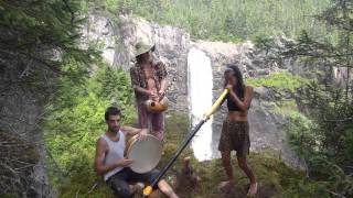 Eric Mandala/ Zu Zen/ Marc Giard-Larivière jamming at Quebec Rainbow Waterfall 2014
