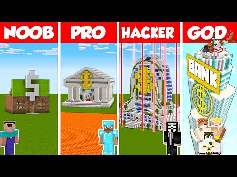 WiederDude - Minecraft SECURE BANK HOUSE BUILD CHALLENGE - NOOB vs PRO vs HACKER vs GOD / Animation