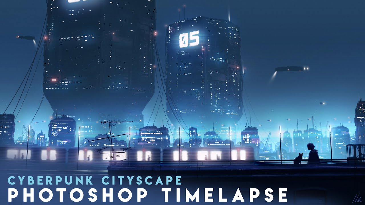 Cyberpunk Cityscape | Photoshop Timelapse | Sci-fi Concept Art