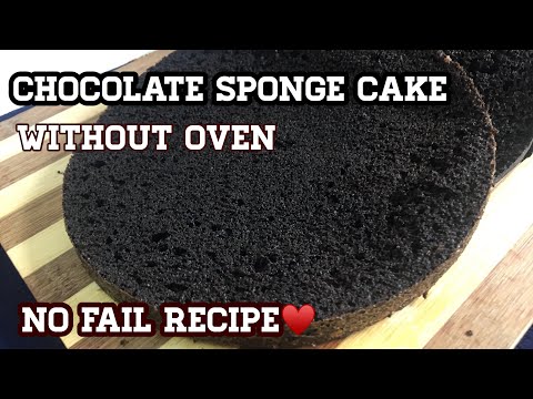 Chocolate sponge cake without oven/Foolproof recipe .
