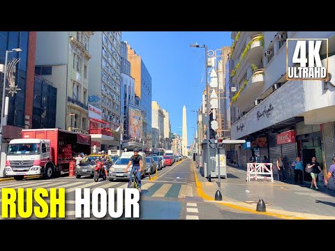 [4K] Morning Rush Hour in Buenos Aires | Downtown Walk