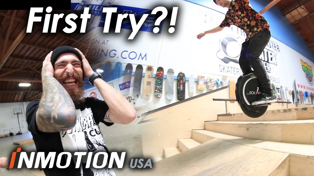 Pro Skateboarders Learn To Ride Electric Unicycle, Insane Tricks Day One!