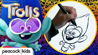 Let's Draw Baby Branch With A REAL Animator | TROLLS BAND TOGETHER