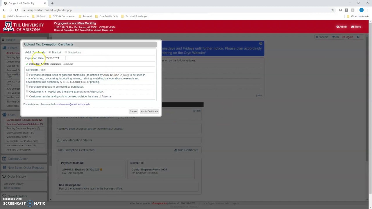 How to Upload a Tax Exemption Certificate to the CGF Website