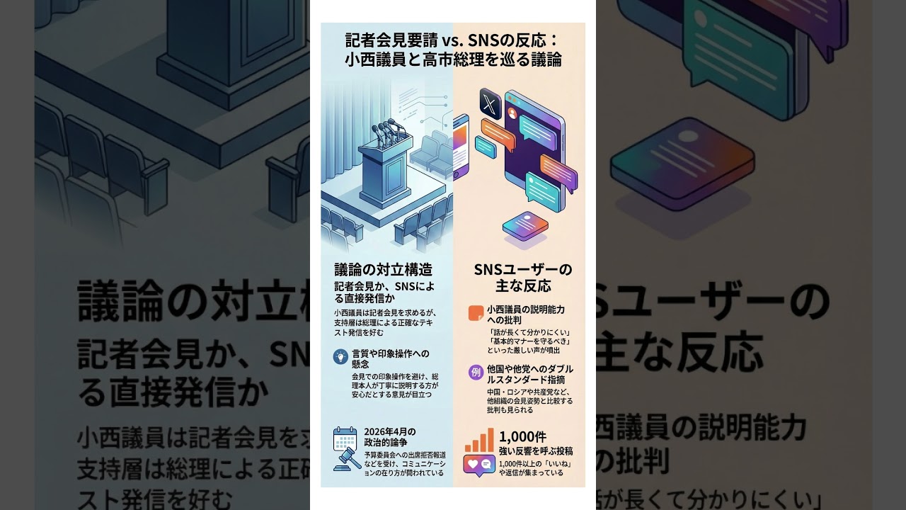 立憲・小西ひろゆき議員、高市総理に記者会見を要請