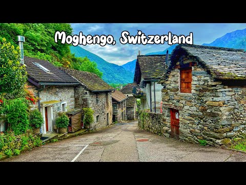 Moghegno, Switzerland walking tour 4K - A unique charming Swiss village in Maggia valley