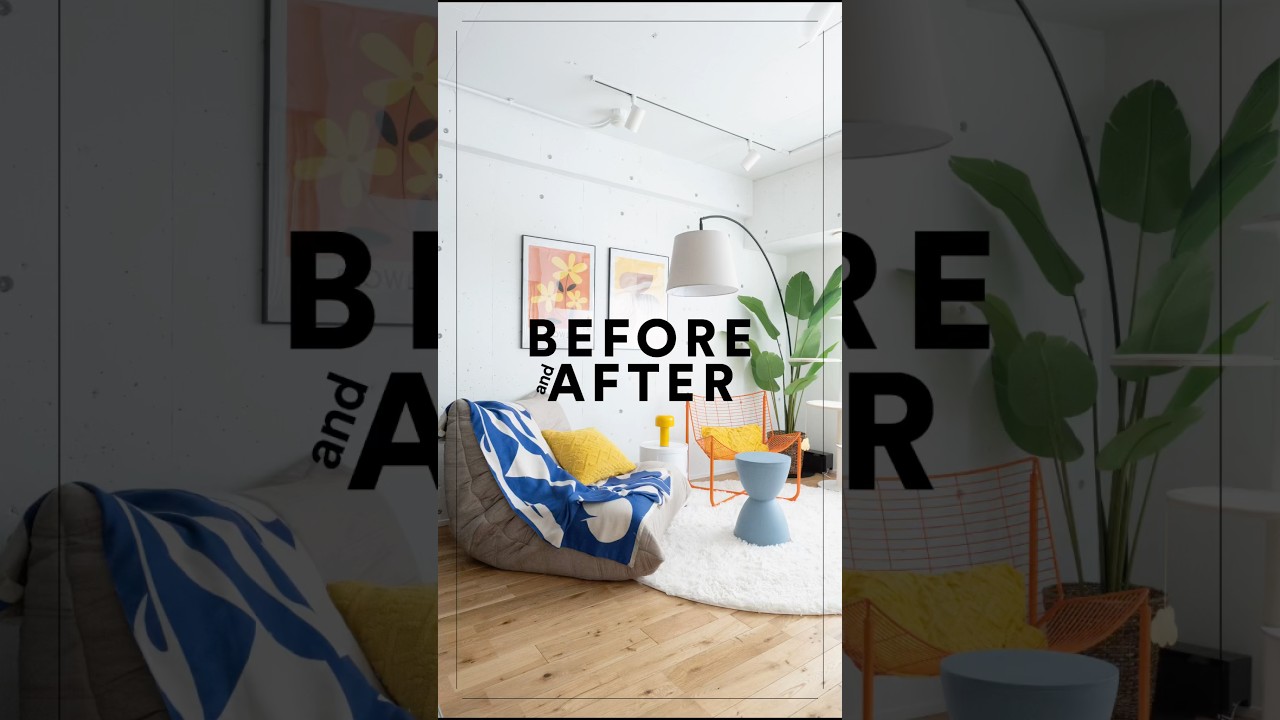 【リノベのBEFORE & AFTER】1989年築のマンションがビビットな家具を引き立てるワンルームに変身｜41.55㎡｜1人暮らし#shorts #beforeandafter #リノベーション
