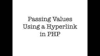 Passing Values Using a Hyperlink in PHP