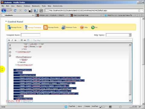 DotNetNuke Tutorial - XMod Pro - How to create database listings and forms part 2 of 3 - Video #235