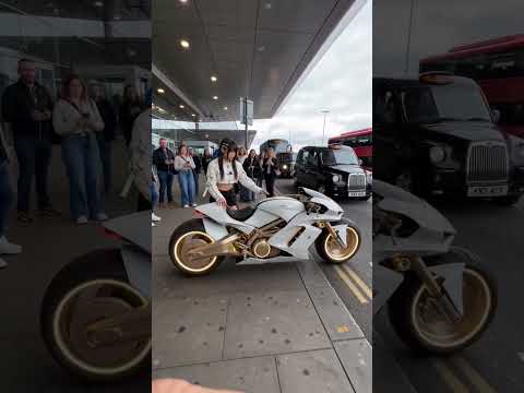Pearl-White Suitcase Transforms Into Cyber Super-Sport Bike at Heathrow T5 😱🏍️