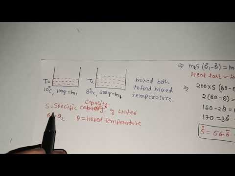 100 g water at 10°C is mixed with 200 g of water at 80° C. Calculate temperature of the mixture.