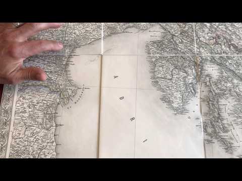 Italy Venice Italia Venezia Trieste Adriatic coast 1858 linen-backed Scheda large detailed map