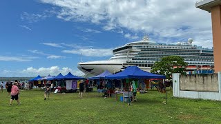 Luganville Santo Vanuatu, Shoreside Markets featuring the P&O Pacific Adventure. December 2022.