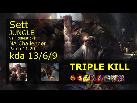 Sett vs Fiddlesticks Jungle - NA Challenger 13/6/9 Patch 11.20 Gameplay