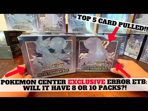 Pokemon Center EXCLUSIVE CHILLING REIGN Elite Trainer Box: 8 or 10 PACKS?! PULLED A TOP 5 CARD!