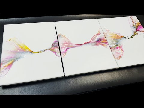Triptych Dutch Pour Acrylic Pouring - Delicate Minimalist Art