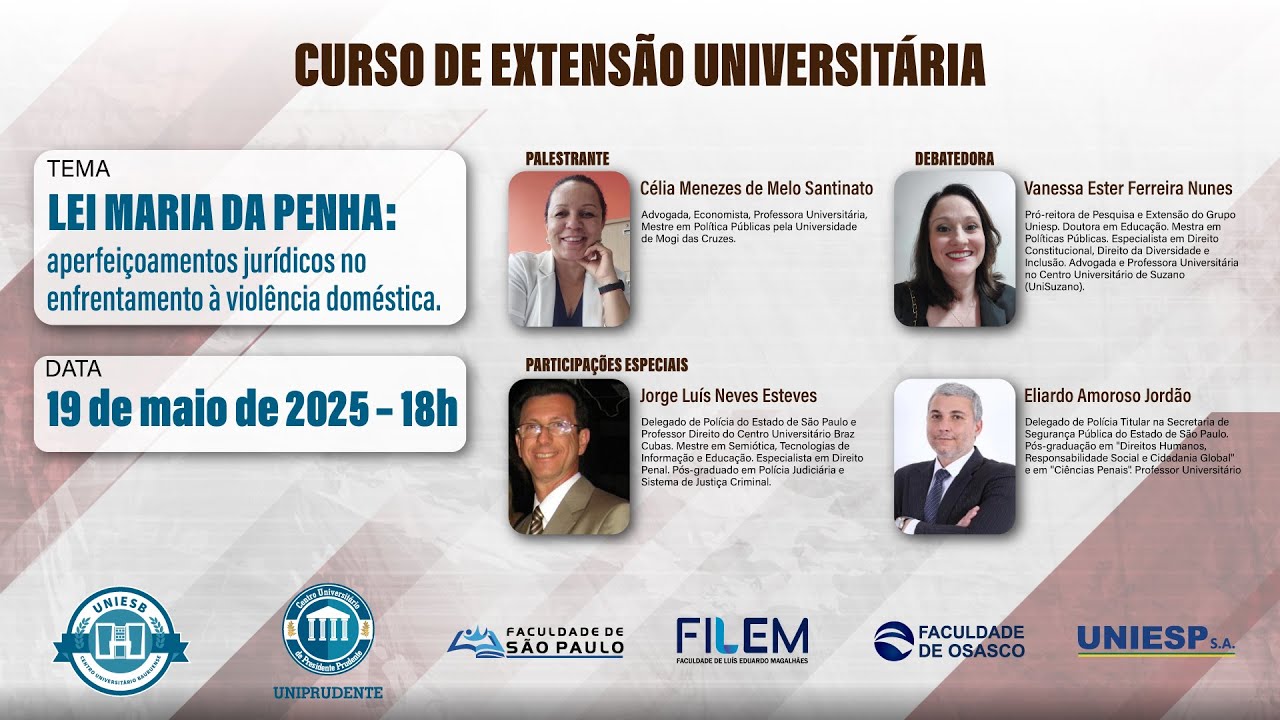 CURSO DE EXTENSÃO UNIVERSITÁRIA  -  LEI MARIA DA PENHA